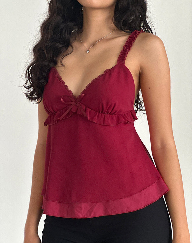 Image of Melinda Frill Cami Top in Chiffon Deep Red