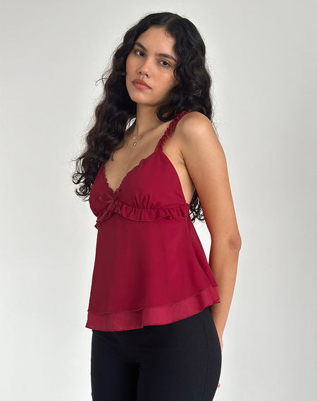 Melinda Frill Cami Top in Chiffon Leopard