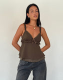 Image of Melinda Frill Cami Top in Chiffon Olive