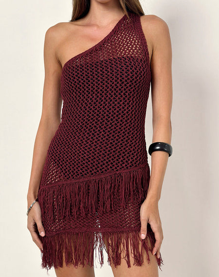 Herais Halterneck Mini Dress in Deep Mahogany