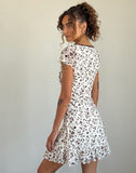 Image of Melva Mini Dress in Brown Stem Flower Flock