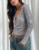 Image of Meraga Tie Front Top in Silver Sequin