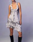 Image of Meredith Halter Ruffle Mini Dress in Distorted Animal Print