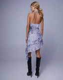 Image of Meredith Halter Ruffle Mini Dress in Distorted Animal Print