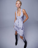 Image of Meredith Halter Ruffle Mini Dress in Distorted Animal Print