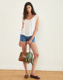 Image of Merisso Scoop Neck Keyhole Top in White