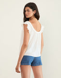 Image of Merisso Scoop Neck Keyhole Top in White