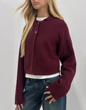 Image of Merril Collared Cardigan in Knit Wine