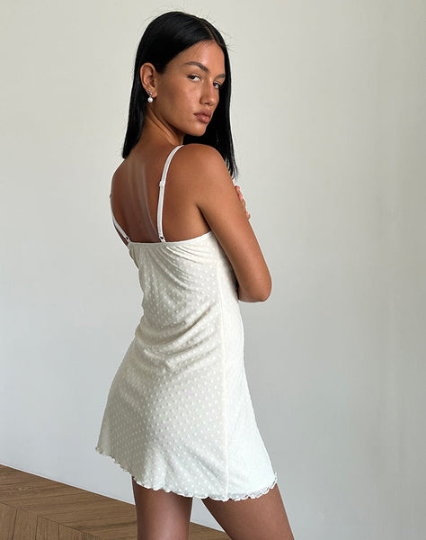 Image of Mevila Cami Mini Dress in Ivory Polka Flock