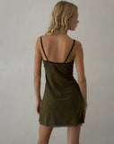 Image of Mevila Mini Dress in Abstract Botanic Dark Olive