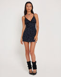 Image of Mevila Mini Dress in Pretty Petal Flock Black