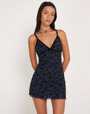 Image of Mevila Mini Dress in Pretty Petal Flock Black