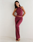 Image of Miasa Backless Halterneck Top in Cupro Burgundy