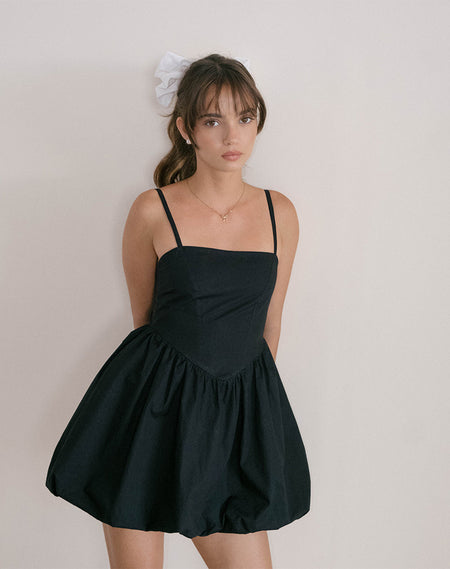 Klaita Puffball Mini Dress in Black