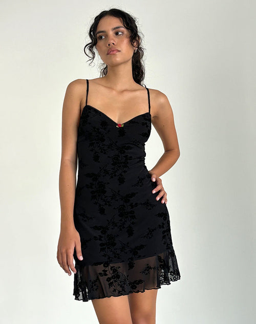 Image of Micaya Mini Dress In Black Botanical Flower