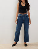 Image of Mid Rise Straight Leg Jeans in Mid Blue Used Denim