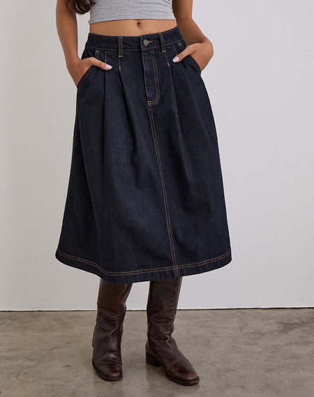 Atira Midi Skirt in Doodle Flower Flock Brown