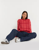 image of Mihail Knitted Jumper in Red and Pink