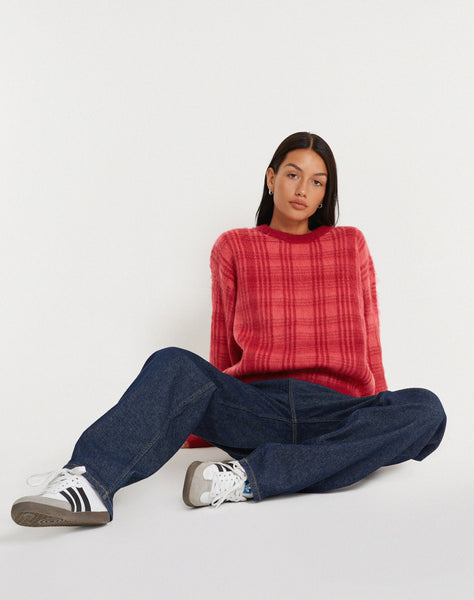 image of Mihail Knitted Jumper in Red and Pink