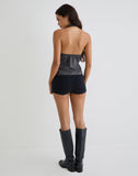 Image of Mikanu Button Down Halterneck Blouse in Charcoal Grey
