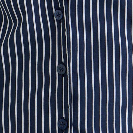 Mikanu Halterneck Blouse in Pinstripe Navy