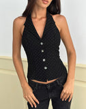 Image of Mikanu Button Down Blouse in Diamante Tailoring Black