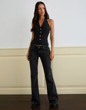 Image of Mikanu Button Down Blouse in Diamante Tailoring Black