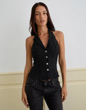 Image of Mikanu Button Down Blouse in Diamante Tailoring Black