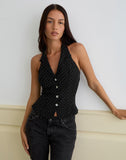 Image of Mikanu Button Down Blouse in Diamante Tailoring Black