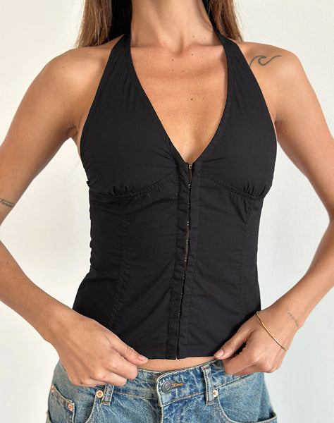 Image of Miken Halterneck Vest Top in Black