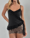 Image of Milova Cami Top in Black with Lace Frill Trim