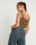 Image of Milton Corset Top in Tartans Green Brown