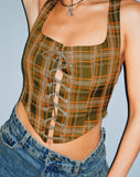 Image of Milton Corset Top in Tartans Green Brown