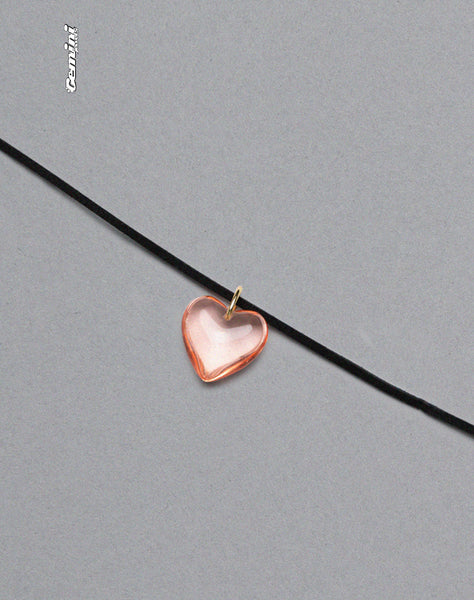 image of Mimi Pink Glass Heart Necklace