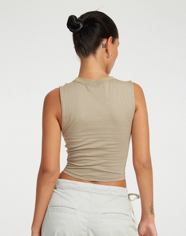 IMAGE OF Min Cutout Crop Top in London Fog