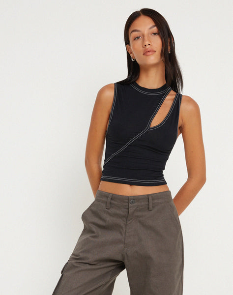 image of Min Cutout Crop Top in Black