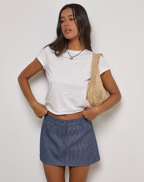Image of Mini A-Line Skirt in Pinstripe Indigo Wash