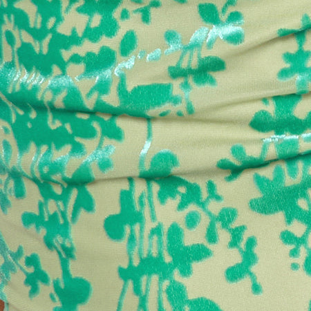Minova Cowl Neck Top in Floral Flock Green and Blue