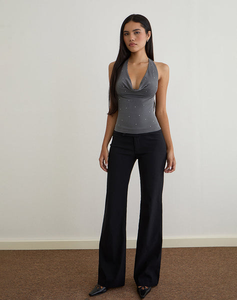 Image of Minova Top in Cupro Diamante Dark Grey