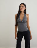 Image of Minova Top in Cupro Diamante Dark Grey