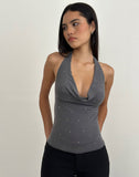 Image of Minova Top in Cupro Diamante Dark Grey