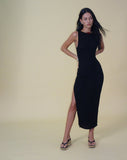 Image of Minyo Racer Neck Maxi Dress in Crinkle Black