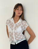 image of Mirah Lace Top in White