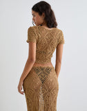 Image of Mirea Grown On Sleeve Shurg Top in Crochet Camel
