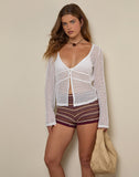 Image of Mirette Long Sleeve V-Neck Top in Open Knit White