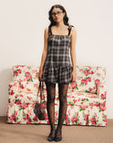 Image of Miyori Square Neck Mini Dress in Grey Check