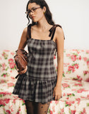 Image of Miyori Square Neck Mini Dress in Grey Check