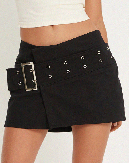 Ifa Low Rise Mini Skirt in Black Velvet