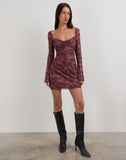 Image of Modena Long Sleeve Mini Dress in Tonal Paisley Plum