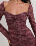 Image of Modena Long Sleeve Mini Dress in Tonal Paisley Plum
